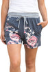 Sexy Flush Floral Print Charcoal Casual Shorts